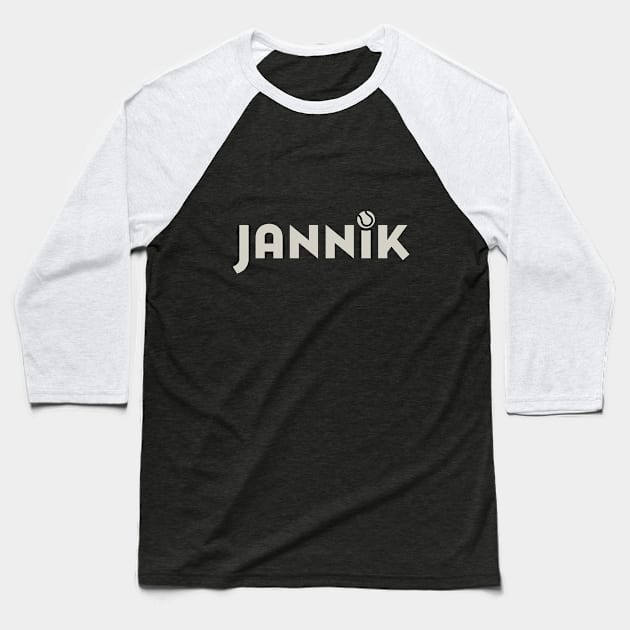 Sleek Jannik Tennis Ball Logo Design Baseball T-Shirt by Retro Travel Design